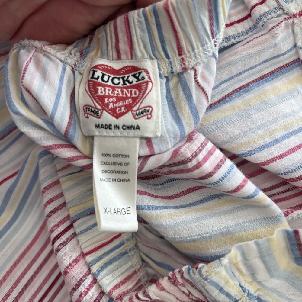 Lucky Brand Women SZ XL Pajama Lounge Pants Cotton Striped Drawstring FLAW - Picture 5 of 14